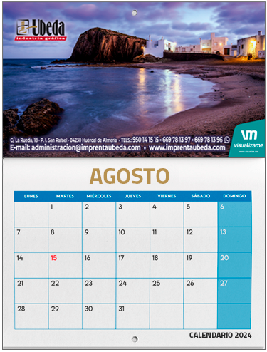Impresión de calendarios personalizados en Almería. Imprenta Úbeda