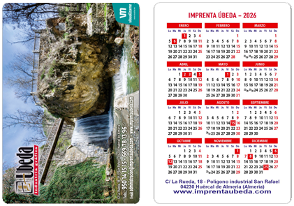 Calendario bolsillo imprenta ubeda 2026 Imprenta Úbeda. Tu imprenta online en Almería
