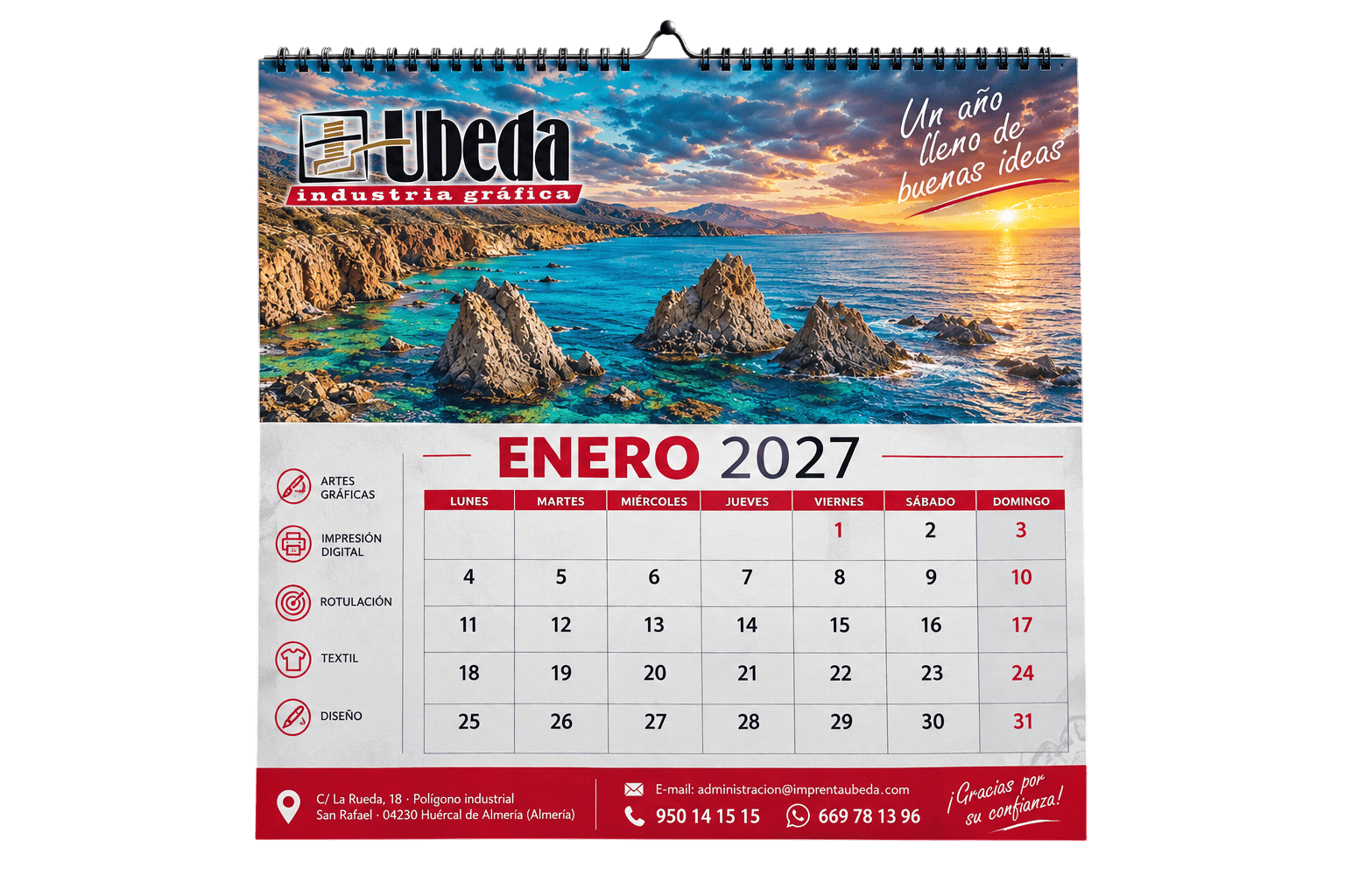 calendar revista Imprenta Úbeda. Tu imprenta online en Almería